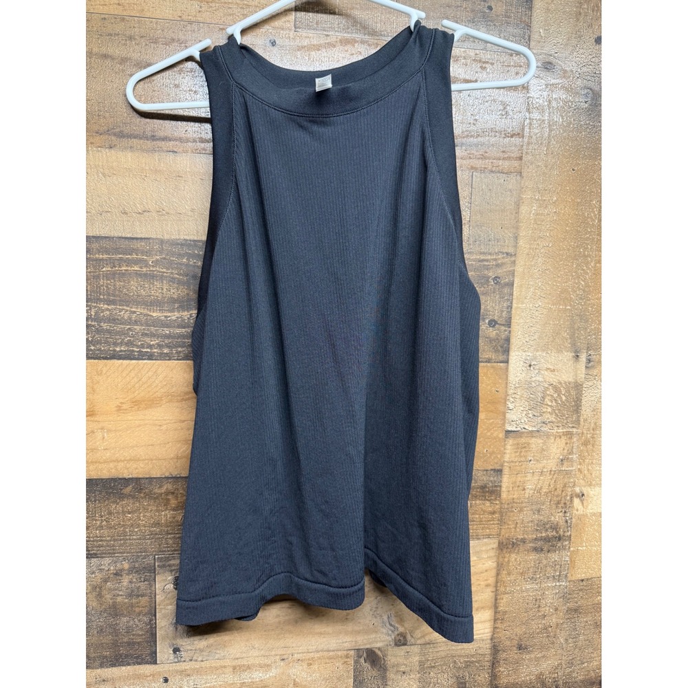 Athleta Renew Racerback Tank Top Black Ribbed Athletic Workout Size 2X